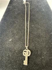 GUCCI GG MARMONT KEY PENDANT NECKLACE .925 STERLING SILVER: 9.5DWT